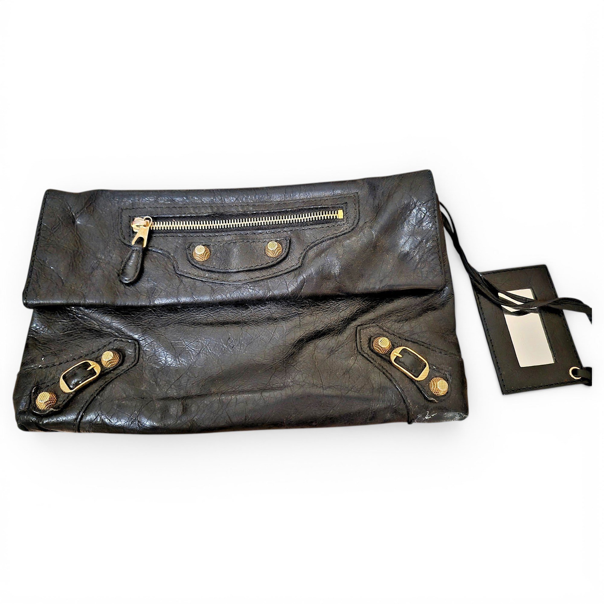 Envelop leather clutch bag