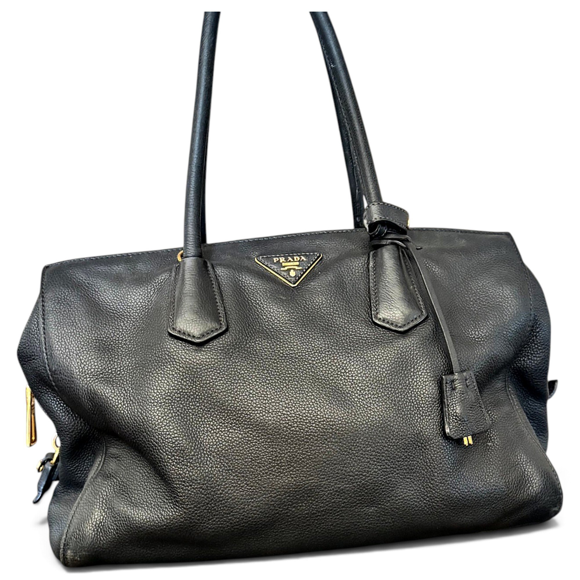 Double leather handbag