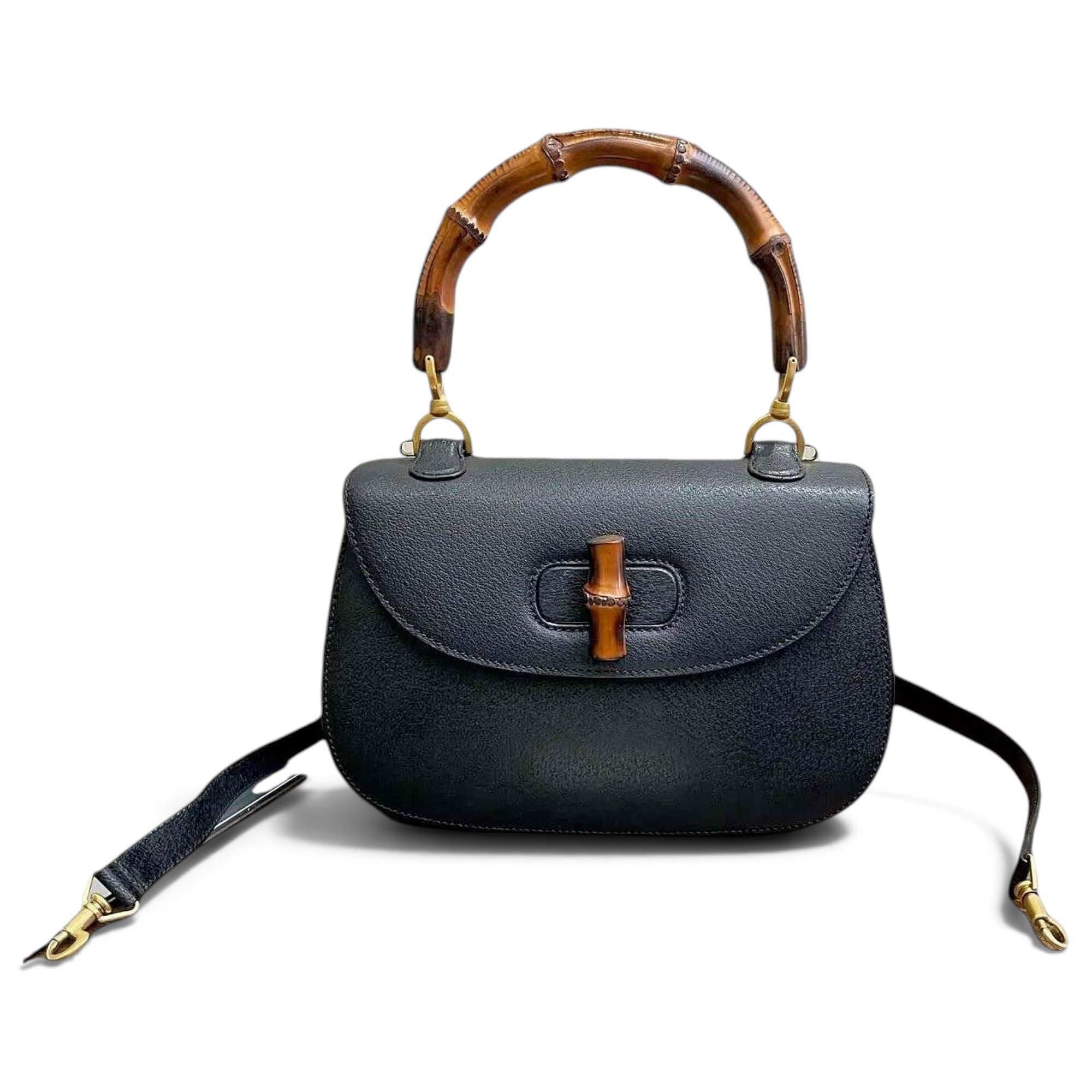 Convertible Bamboo Top Handle leather handbag