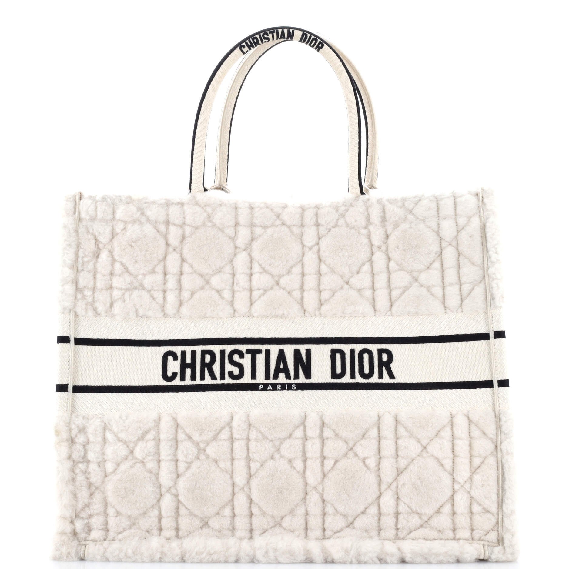 Dior Book Tote Cannage Quilt Shearling Large