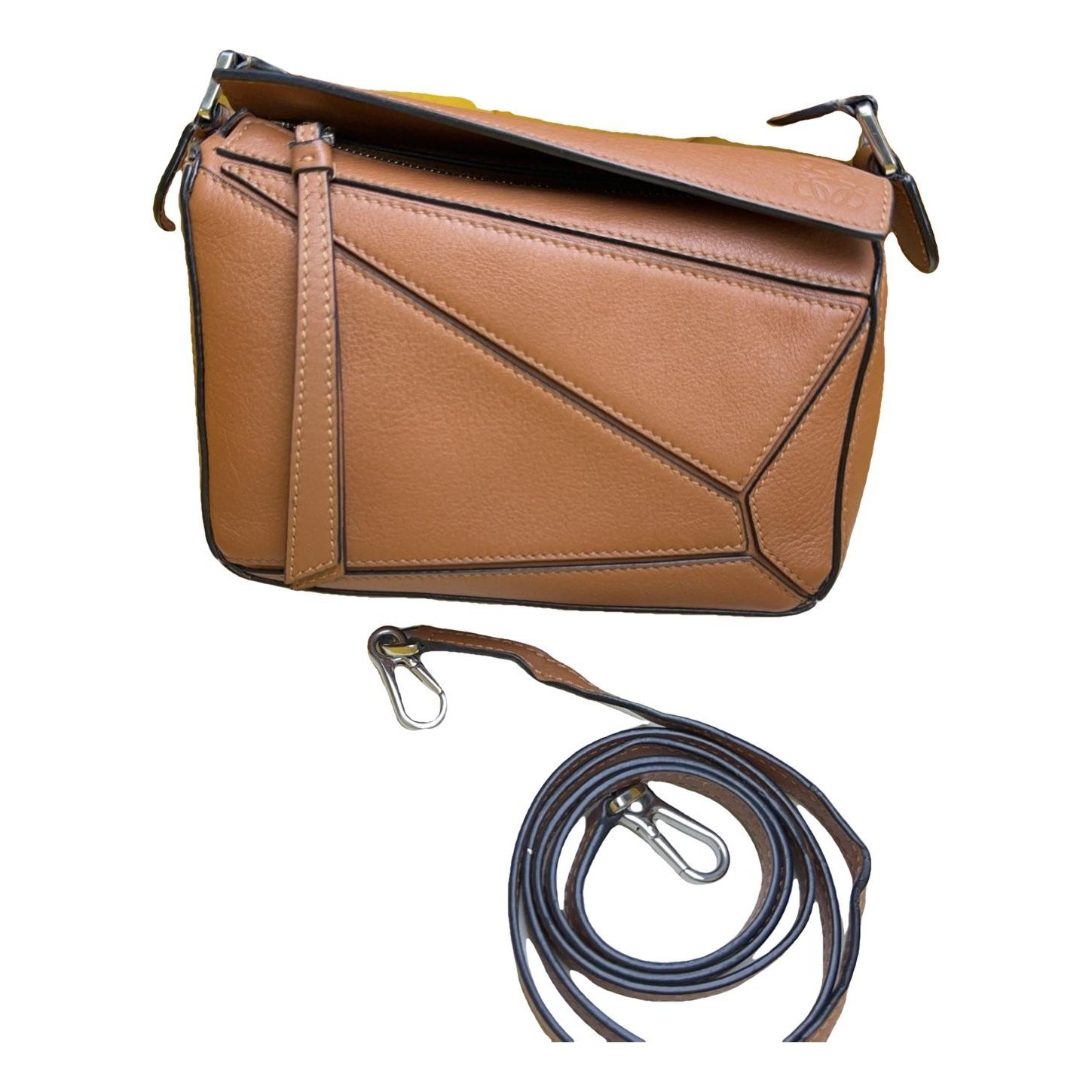 Puzzle leather handbag