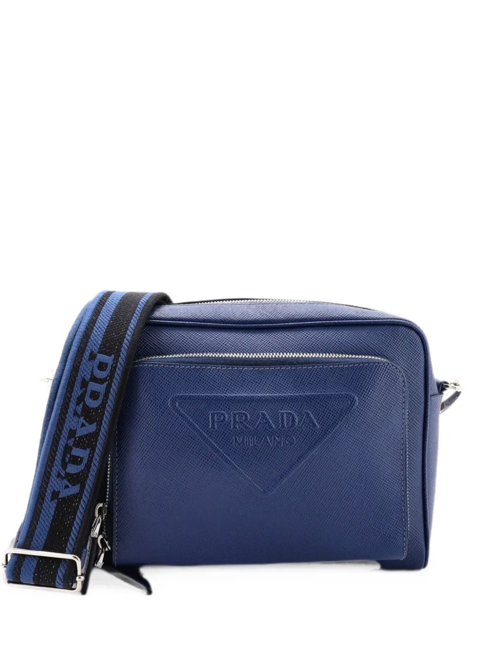 Triangle Logo Messenger Bag Embossed Saffiano Leather Small crossbody bag