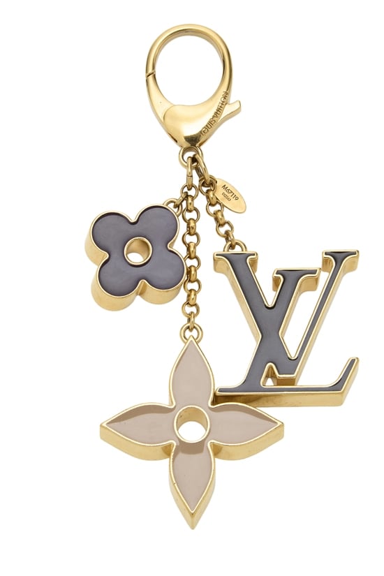Gold & Beige Fleur De Monogram Bag Charm