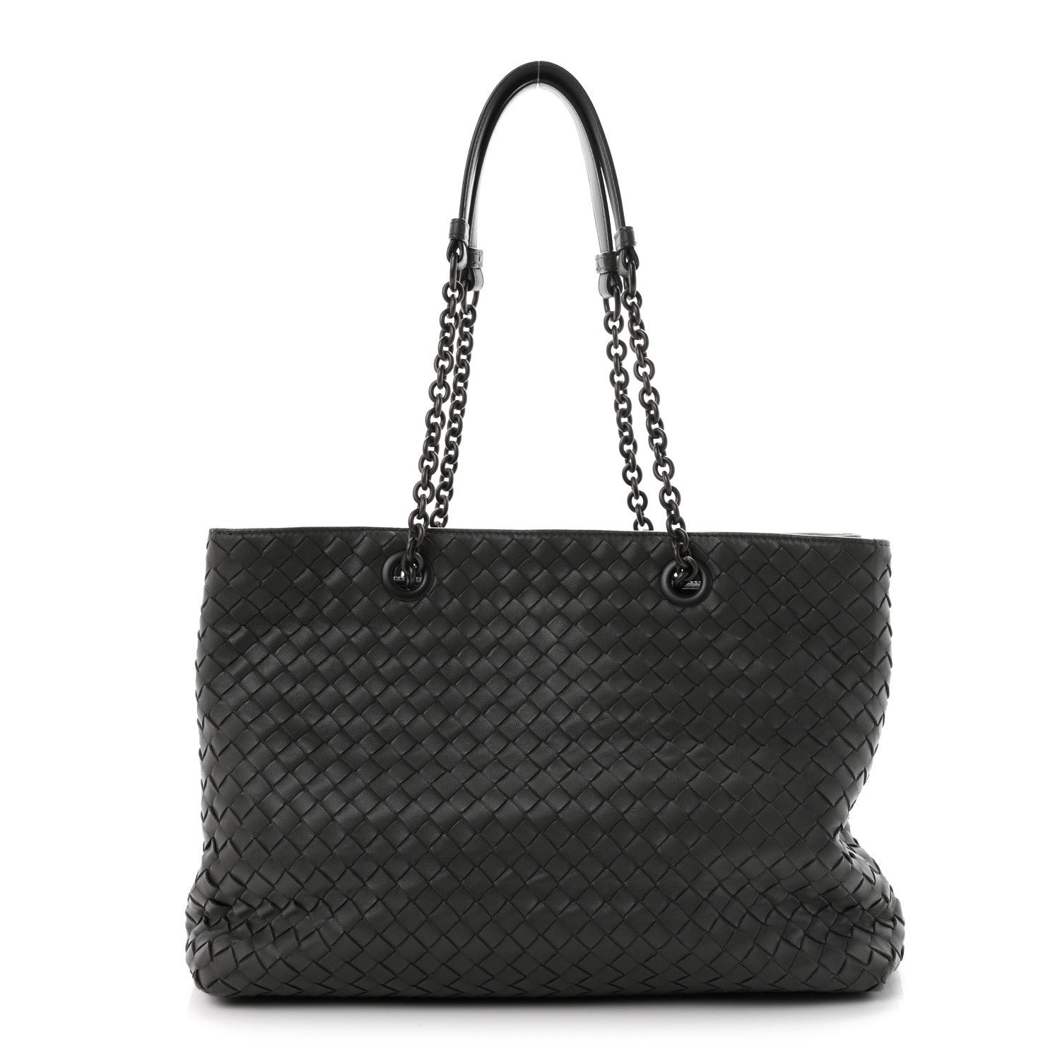 Bottega Veneta Nappa Intrecciato Medium Classic Chain Strap Tote Dark Grey