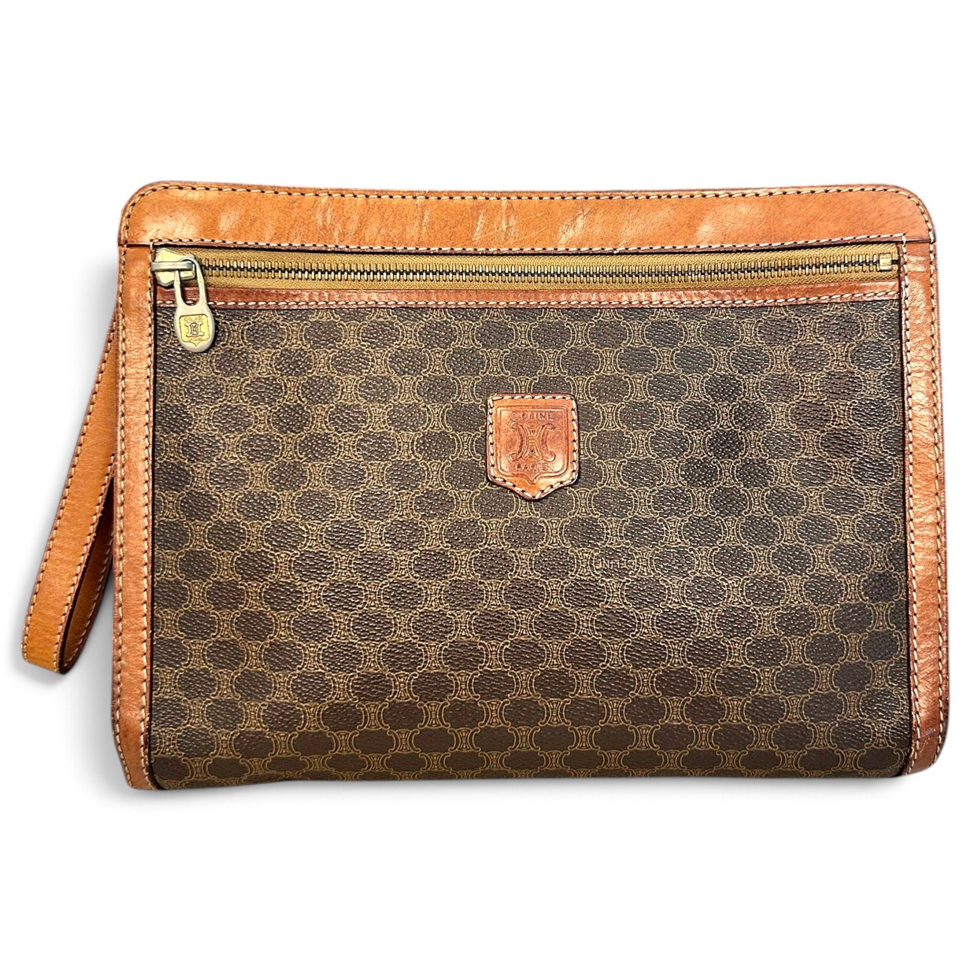 Triomphe Vintage leather clutch bag
