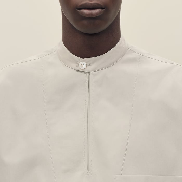 Mastic Short-sleeve Boxy Fit Shirt With Vareuse Collar