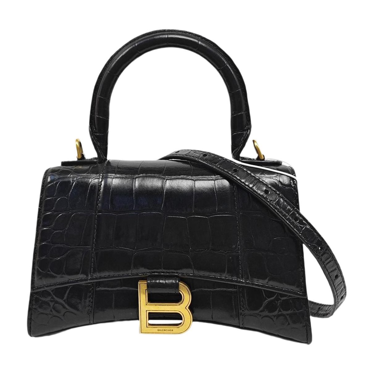 Hourglass leather handbag