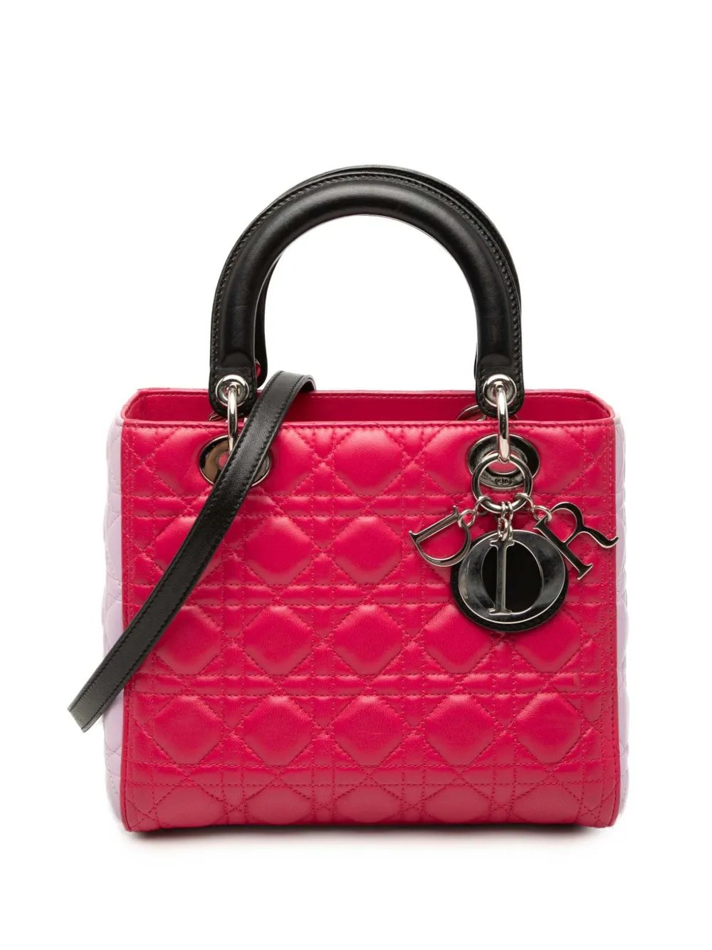 2014 Medium Tricolor Lambskin Cannage Lady Dior satchel