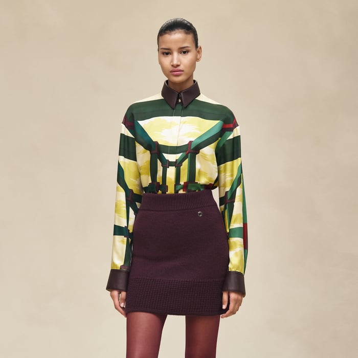 Rouge Bordeaux Cashmere Short Skirt