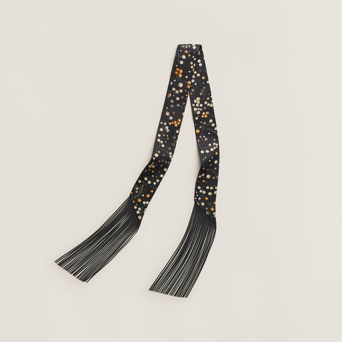 Red Berries Leather Fringes Twilly