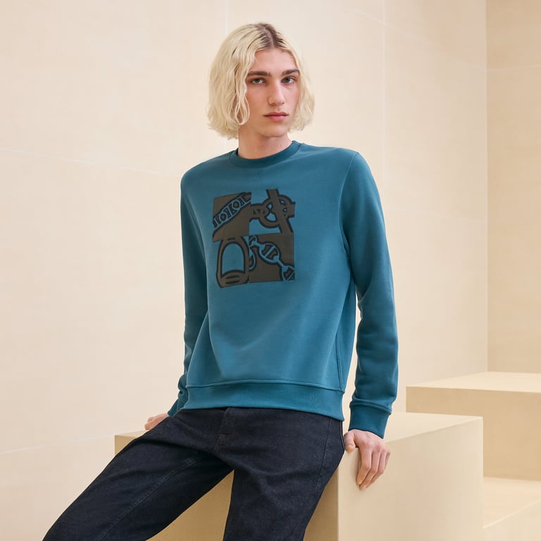 "Metallerie Au Carre" Crewneck Sweater With Leather Detail