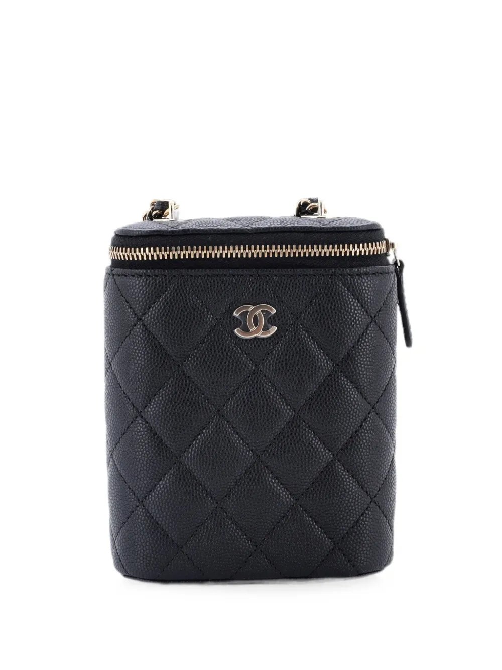 Vertical Classic Vanity Case with Chain Quilted Caviar Small shoulder bag