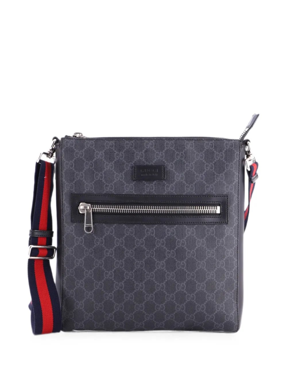 Web Strap Front Zip Messenger Bag GG Coated Canvas Medium crossbody bag