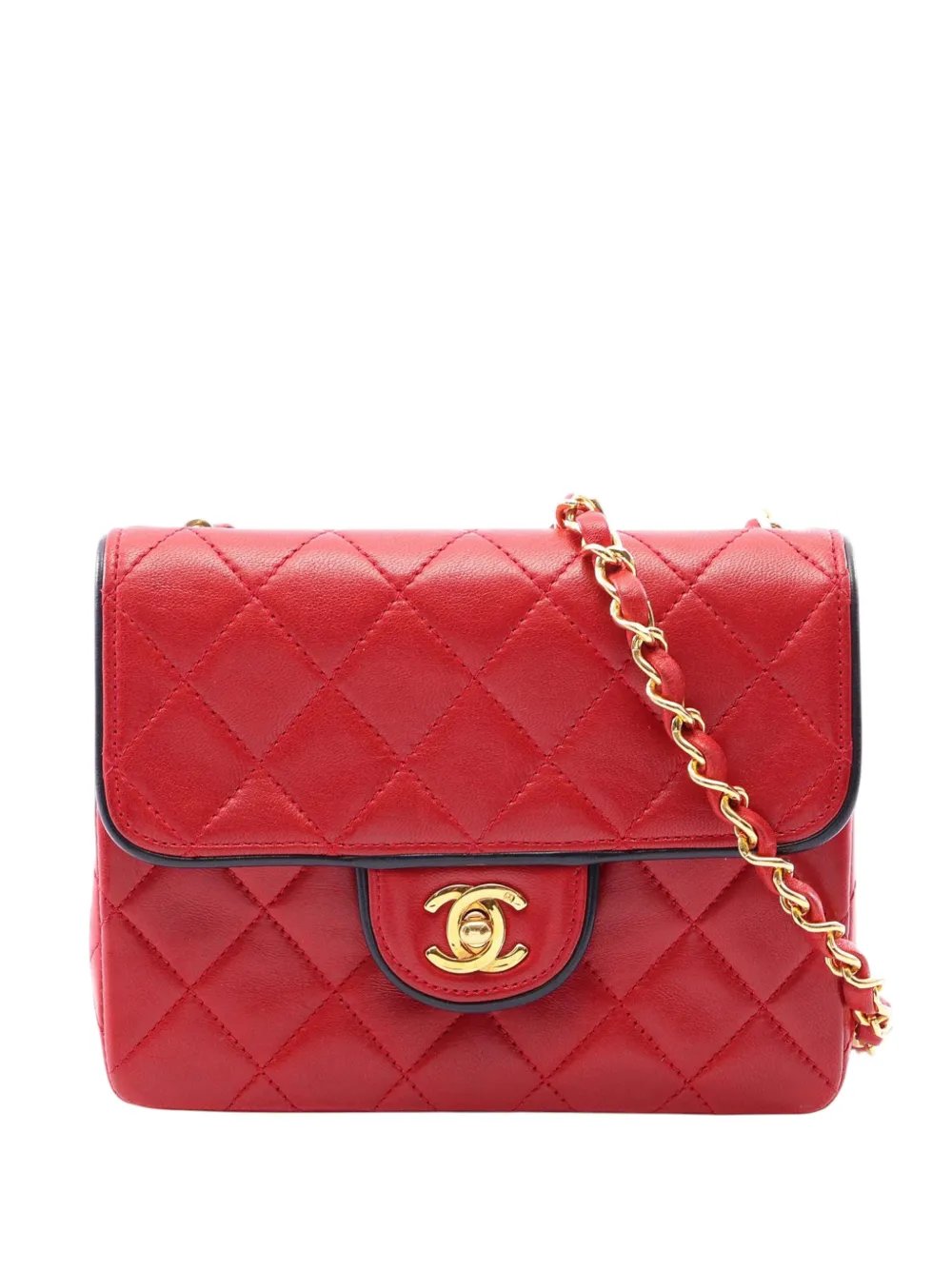 1989-1991 Mini Square Classic Bicolor Lambskin Single Flap crossbody bag
