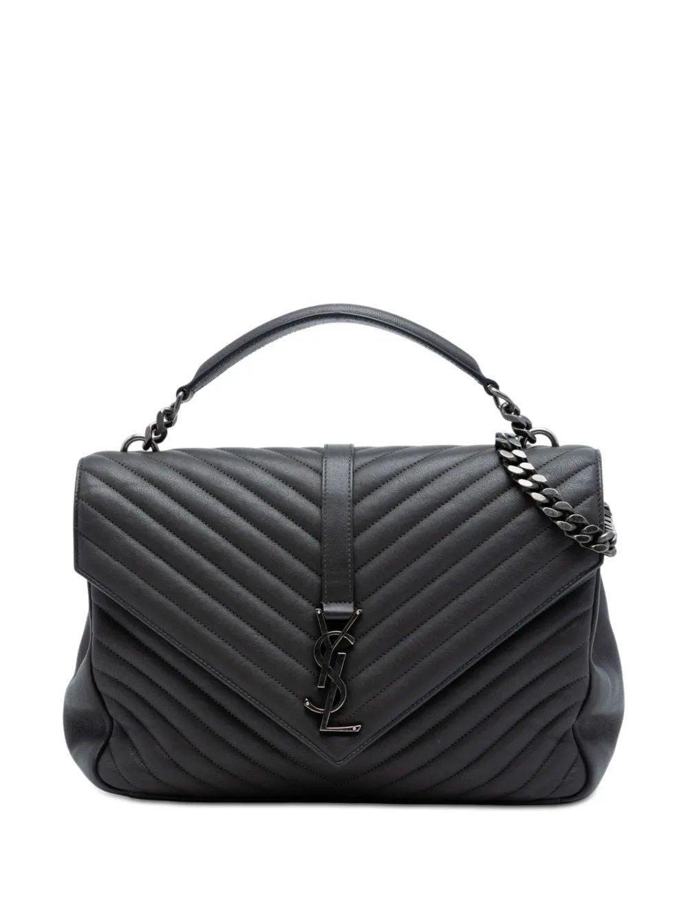 2018 Large Chevron Sheepskin Monogram College satchel