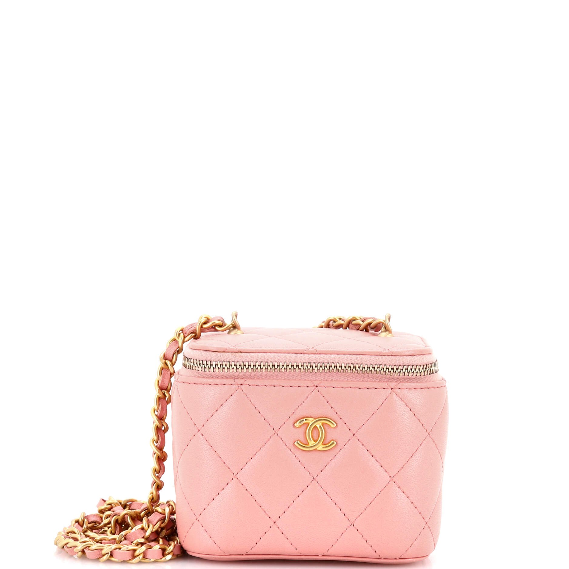 Pearl Crush Vanity Case with Chain Quilted Lambskin Mini