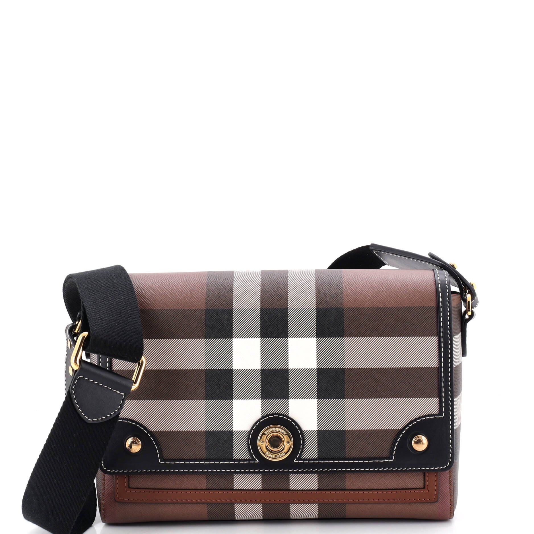 Note Crossbody Bag Check Canvas and Leather Medium