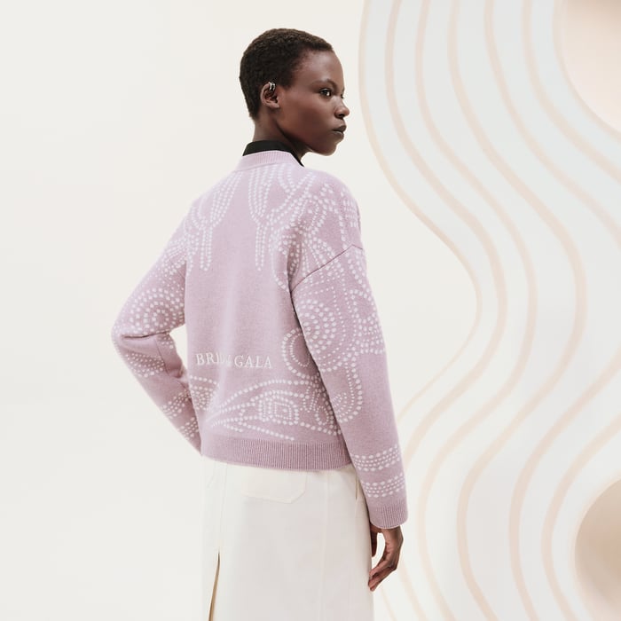 Rose Pâle Embroidered Long-sleeve Cardigan