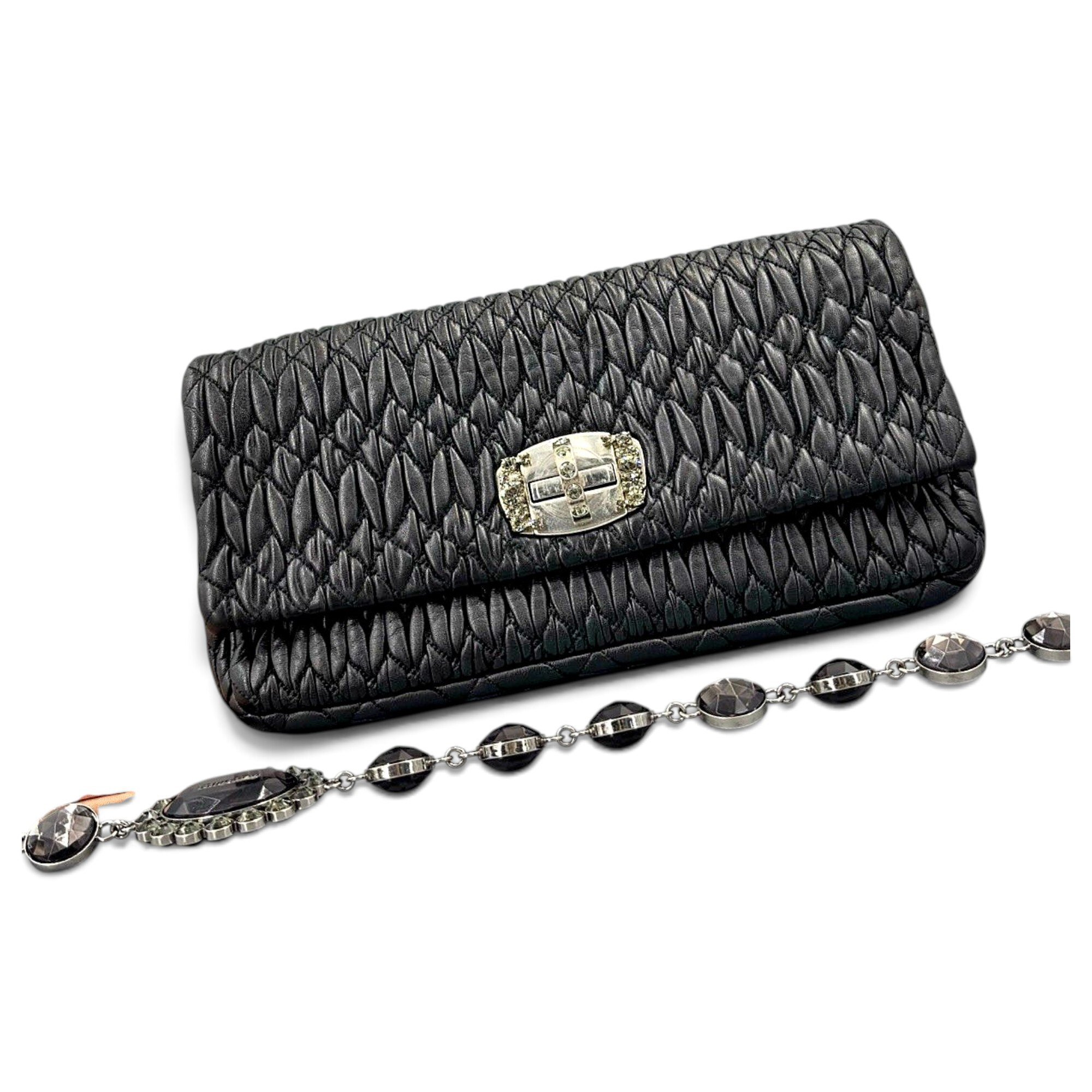 Miu Crystal leather handbag