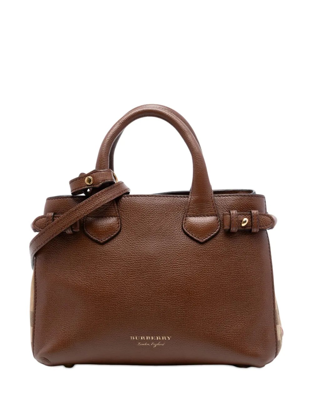 2000-2017 Small Grainy Calfskin and House Check Banner satchel