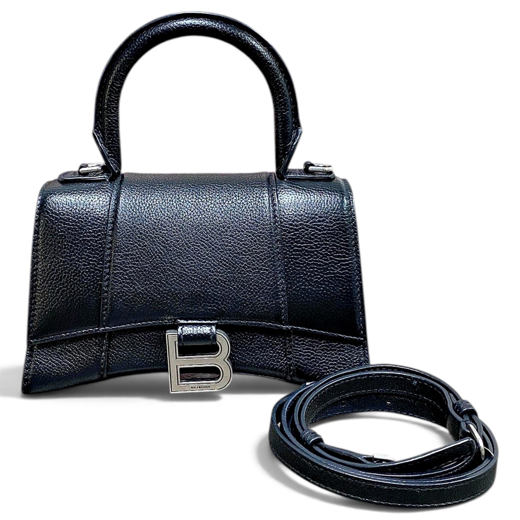 Hourglass leather handbag