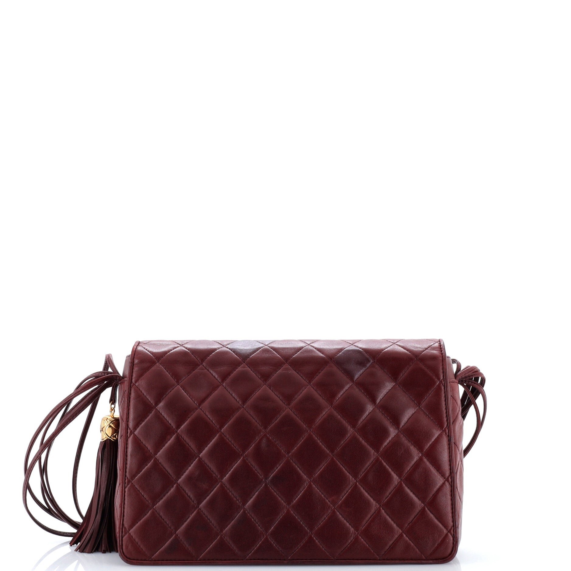Chanel Vintage Tassel Full Flap Shoulder Bag Quilted Lambskin Medium