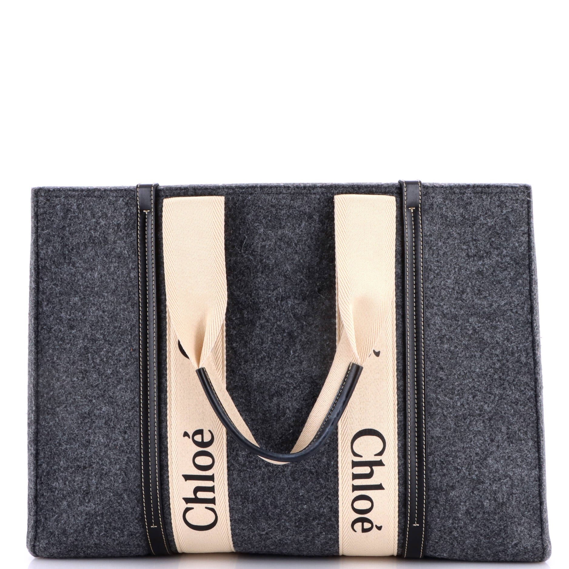 Woody Tote Recycled Felt with Leather and Canvas Large