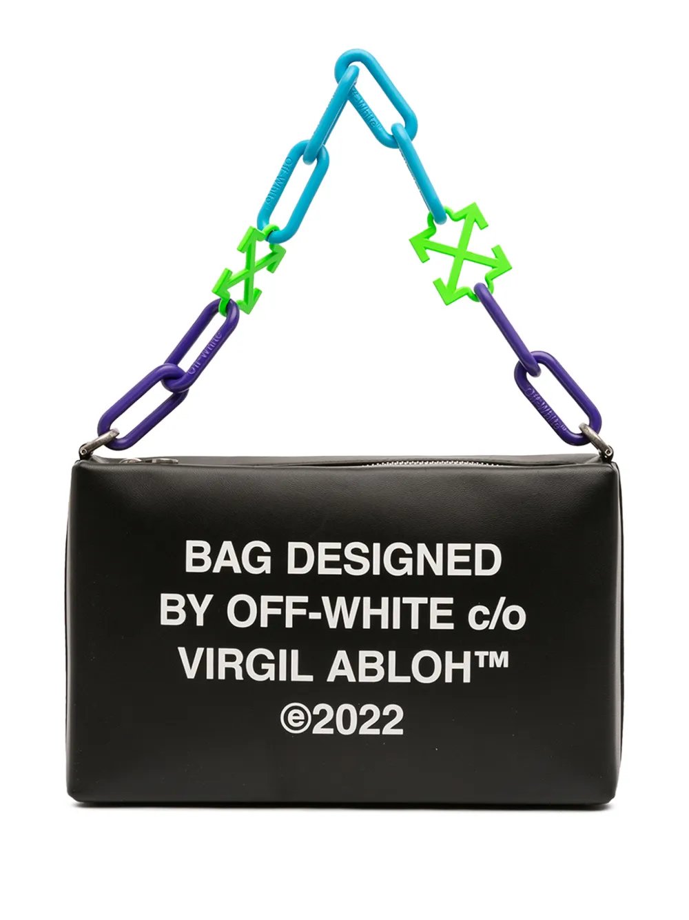2022 Leather Block Pouch Quote Clutch with Chain shoulder bag