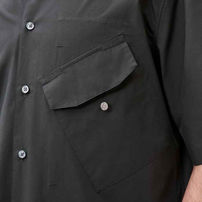 Anthracite Sporty Fit Shirt With Leather Detail