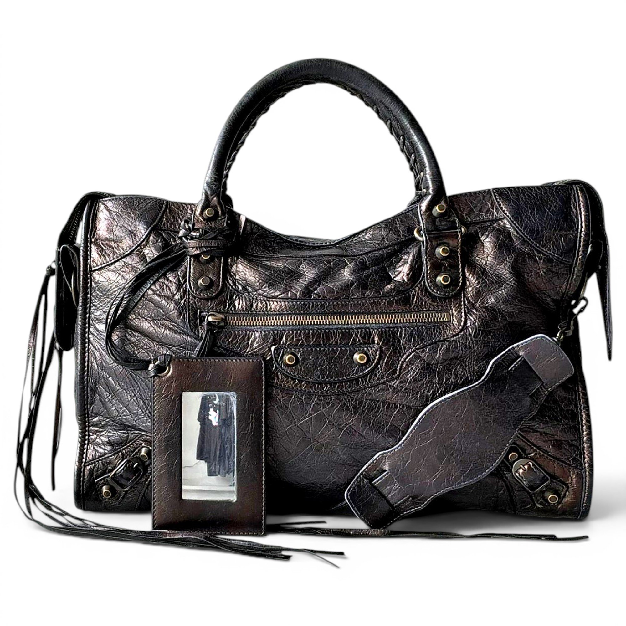 City leather handbag