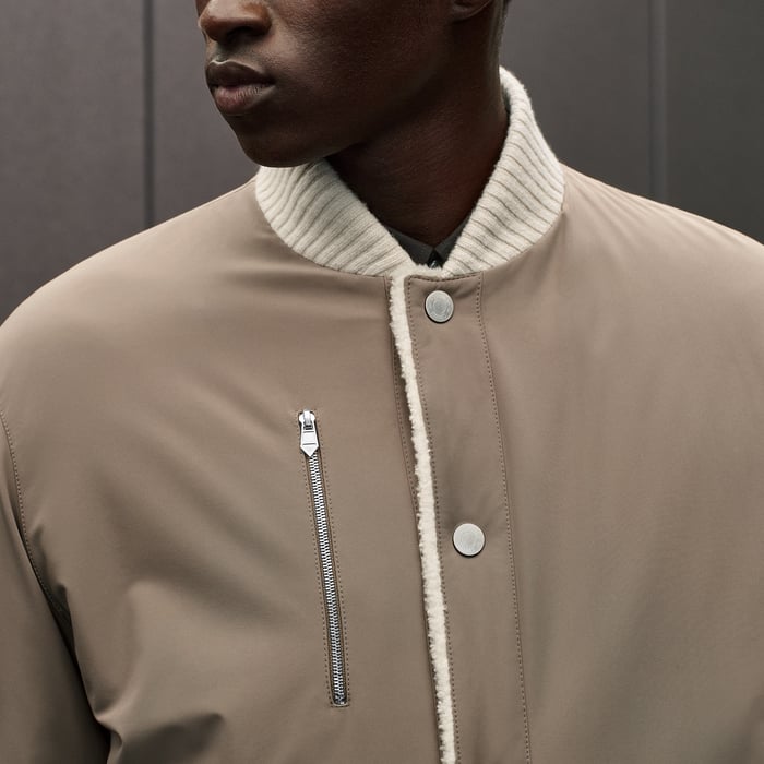 Écru Reversible Rib-trim Jacket