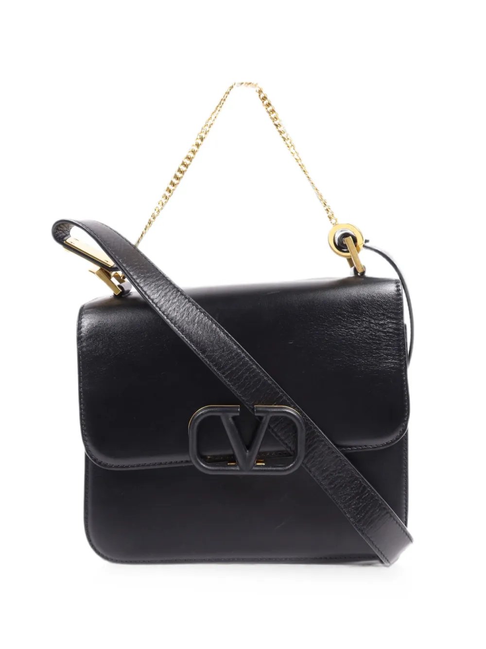 V-logo leather shoulder bag