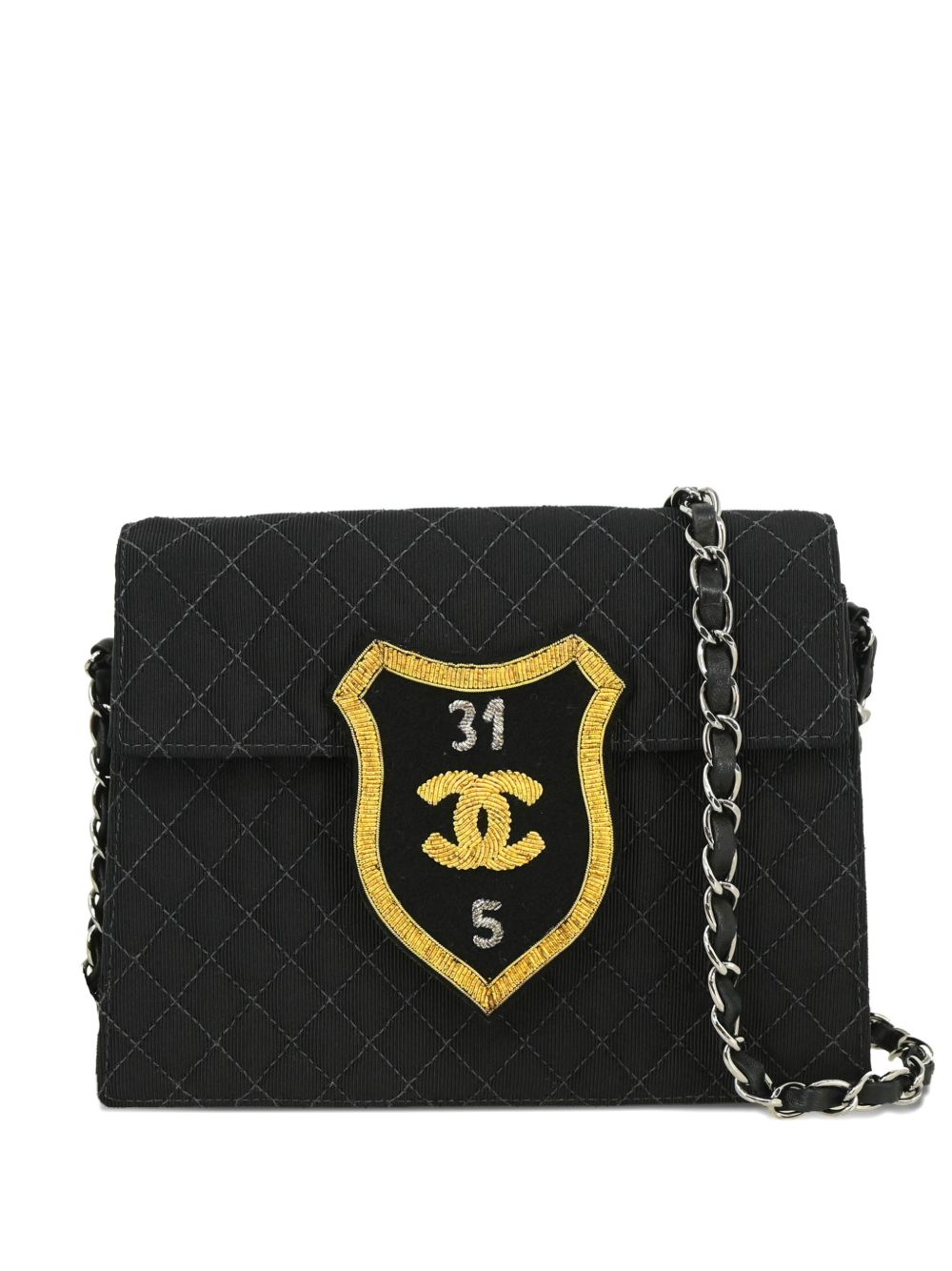 2005 Emblem quilted flap shoulder bag