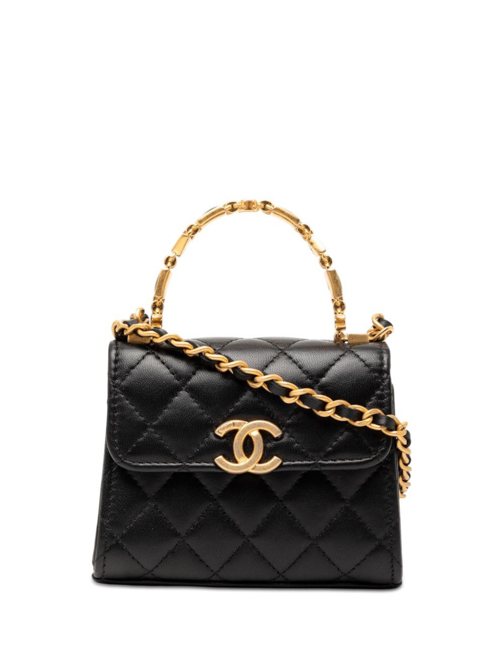 2021-2026 Mini CC Quilted Lambskin Enamel Top Handle Bag satchel