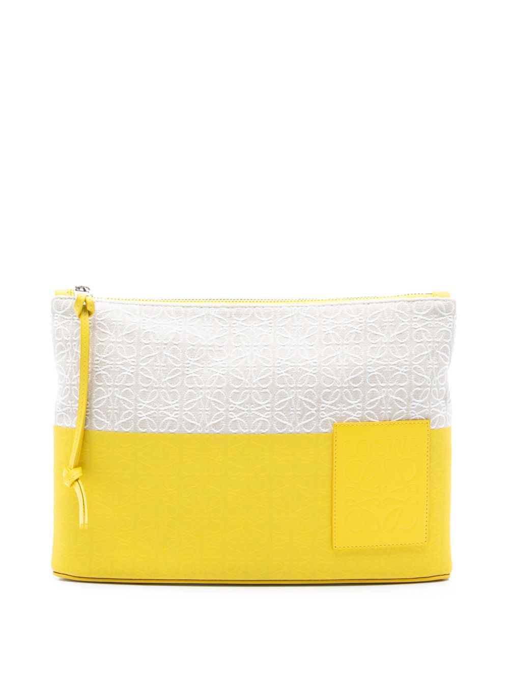 2022 Repeat Anagram Jacquard and Leather Oblong Pouch clutch bag