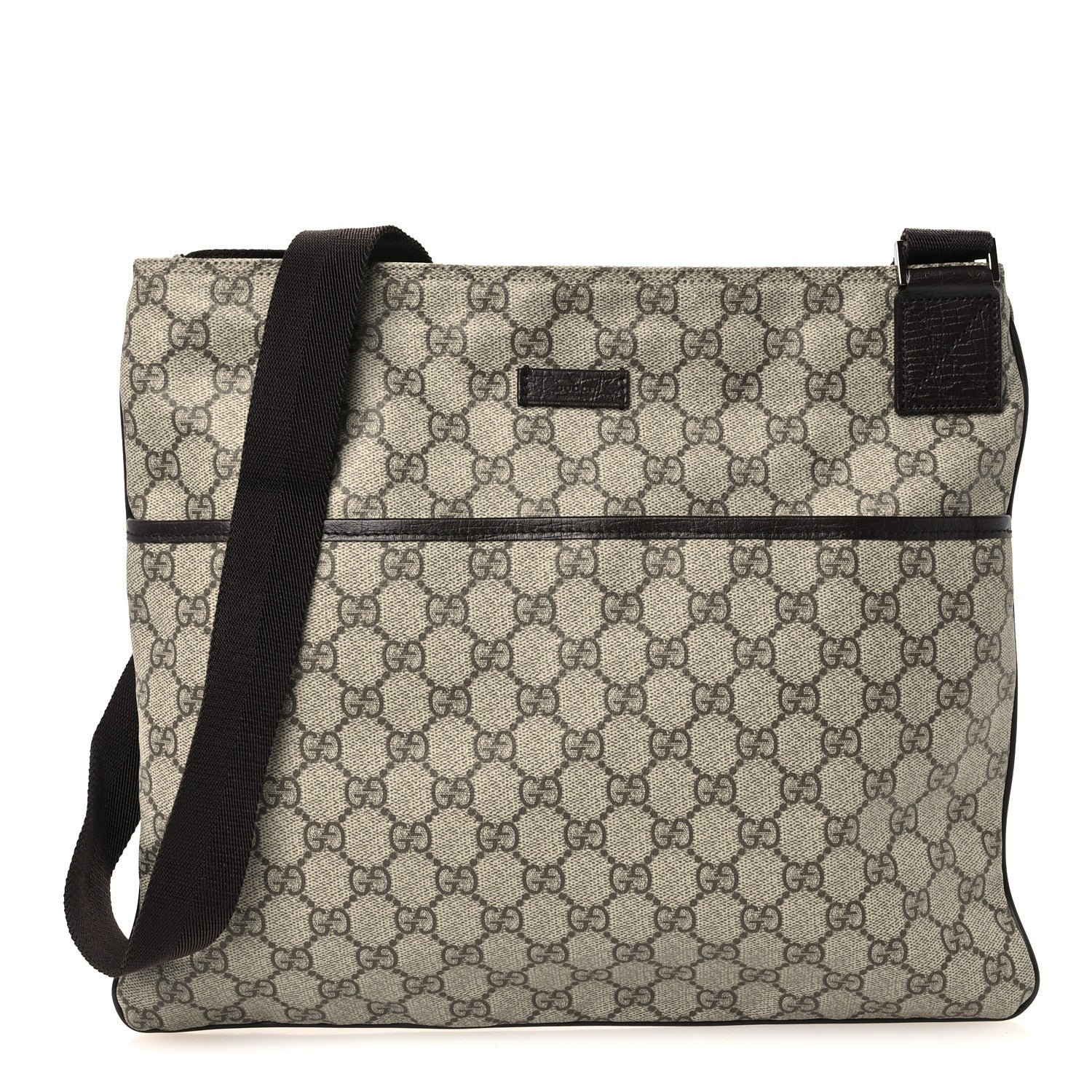 Gucci GG Plus Monogram Medium Flat Messenger Bag  Dark Brown