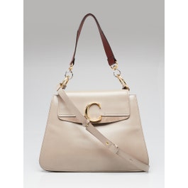 Chloe Chloe Motty Grey Leather/Suede Medium C Shoulder Bag