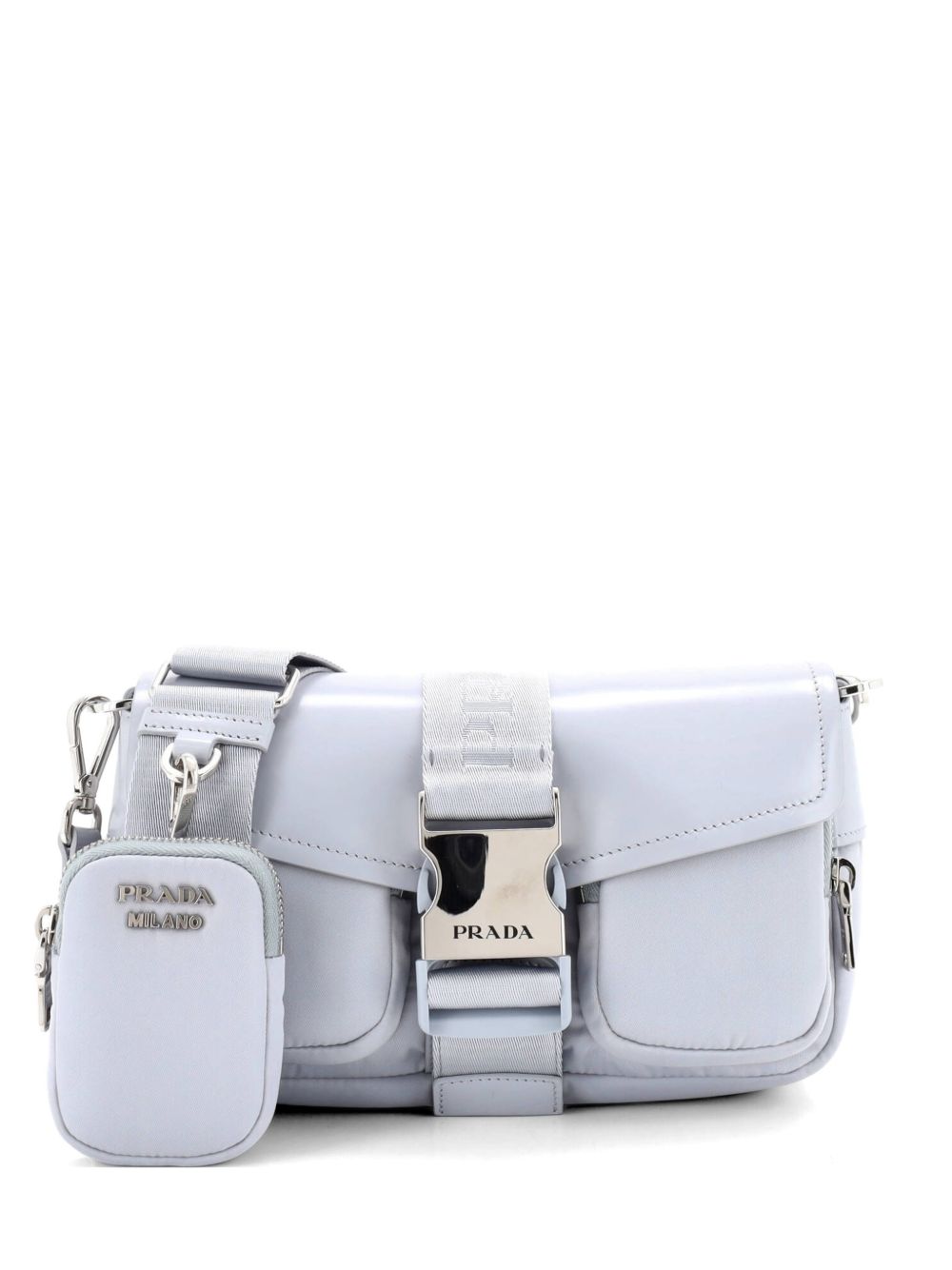 Buckle Pocket Spazzolato Leather and Tessuto crossbody bag