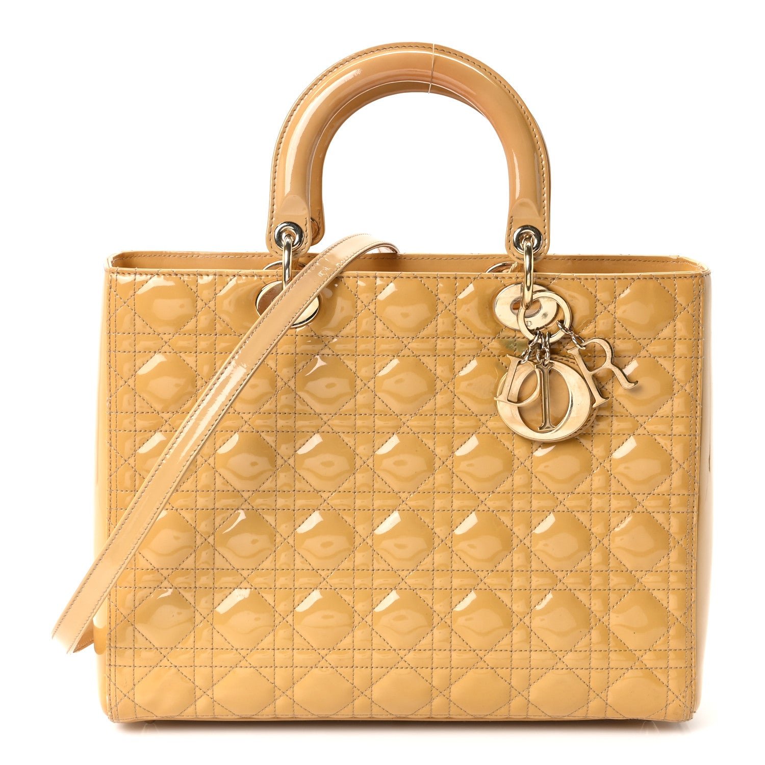 Dior Christian Dior Patent Cannage Large Lady Dior Beige