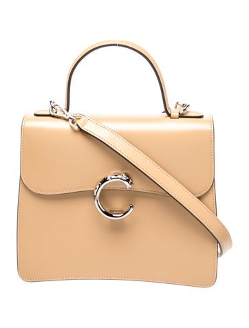 Leather Panthère C Top-Handle Bag