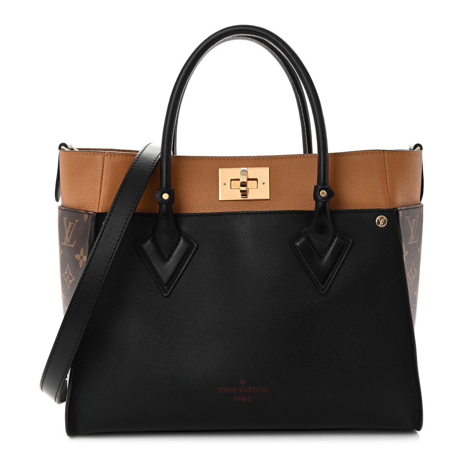 Louis Vuitton Calfskin Monogram On My Side MM Black
