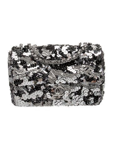 Rectangular Mini Sequins Flap Bag