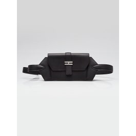 Hermes Black Swift Leather Palladium Plated Elan Pocket 24 Belt