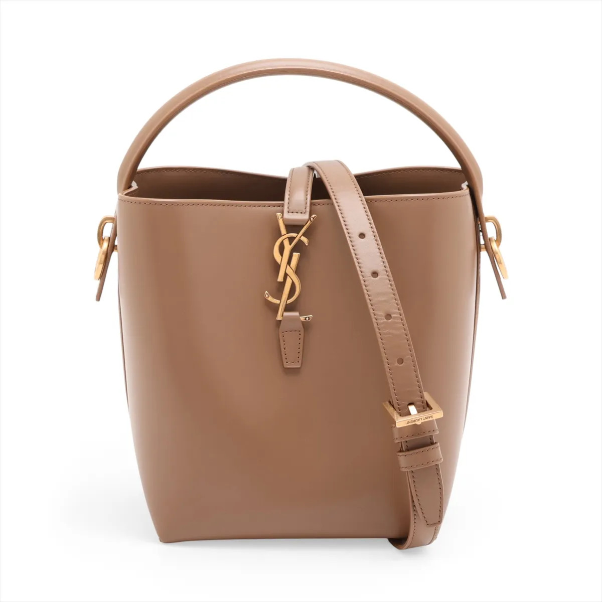 Saint Laurent Paris LE 37 Small Leather 2 Way Handbag Brown