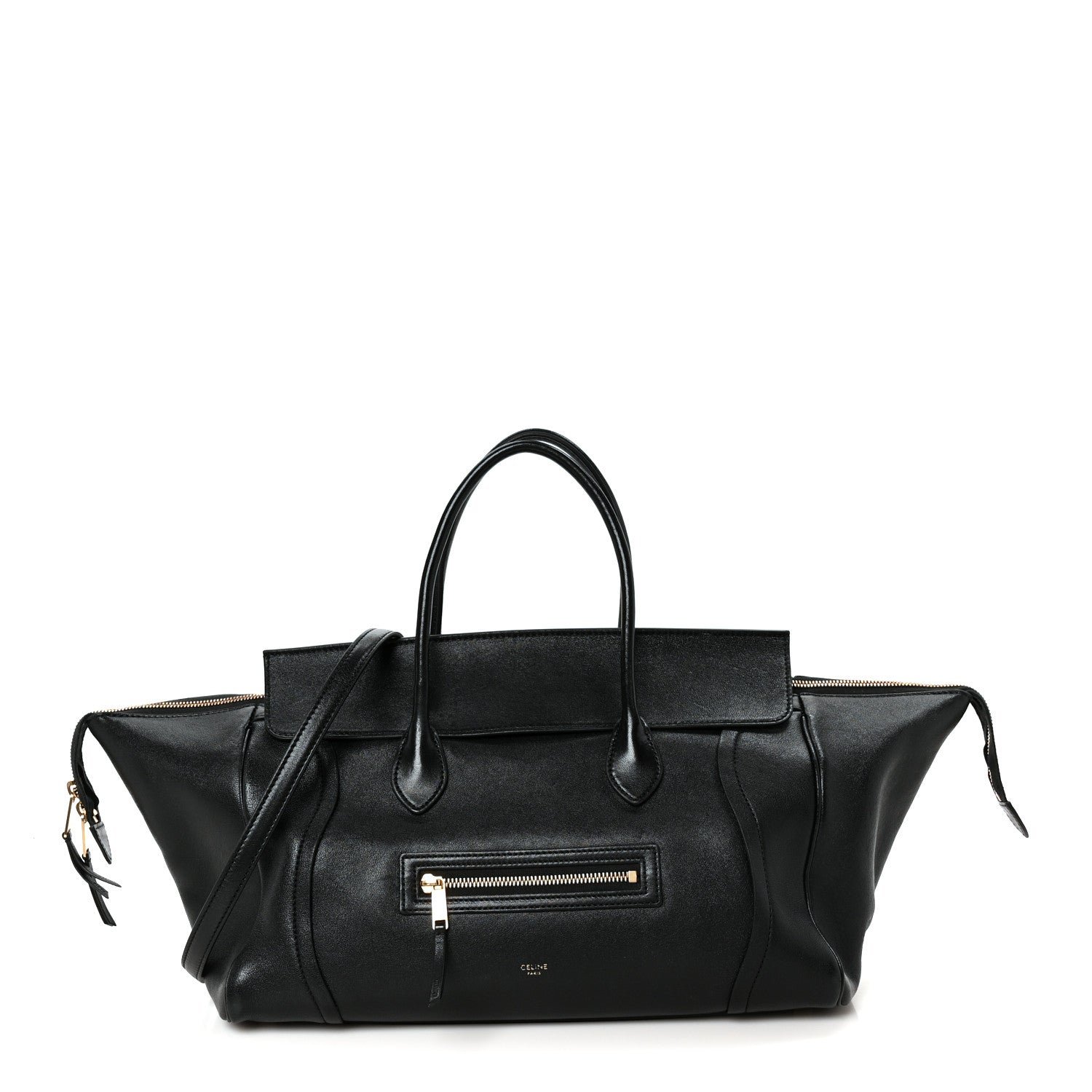 Celine Supple Shiny Lambskin Medium Smiling New Luggage Black