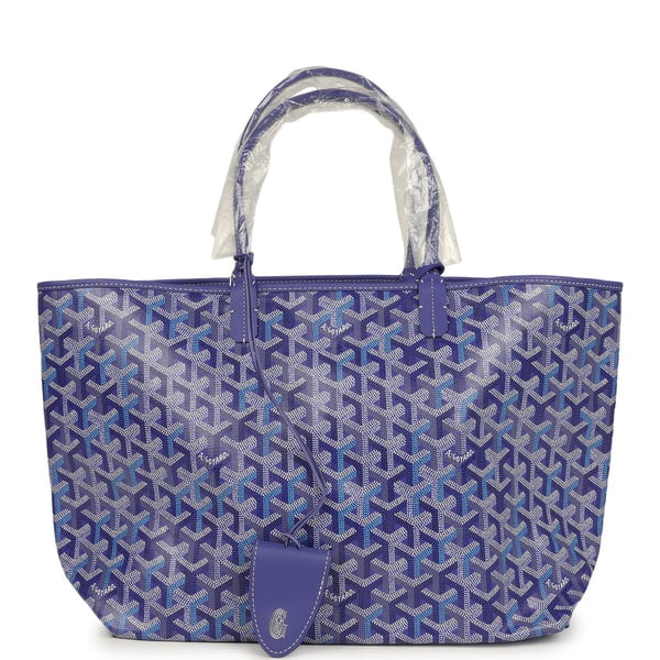 Goyard Goyardine Blueberry Purple Saint Louis PM Tote Palladium Hardware