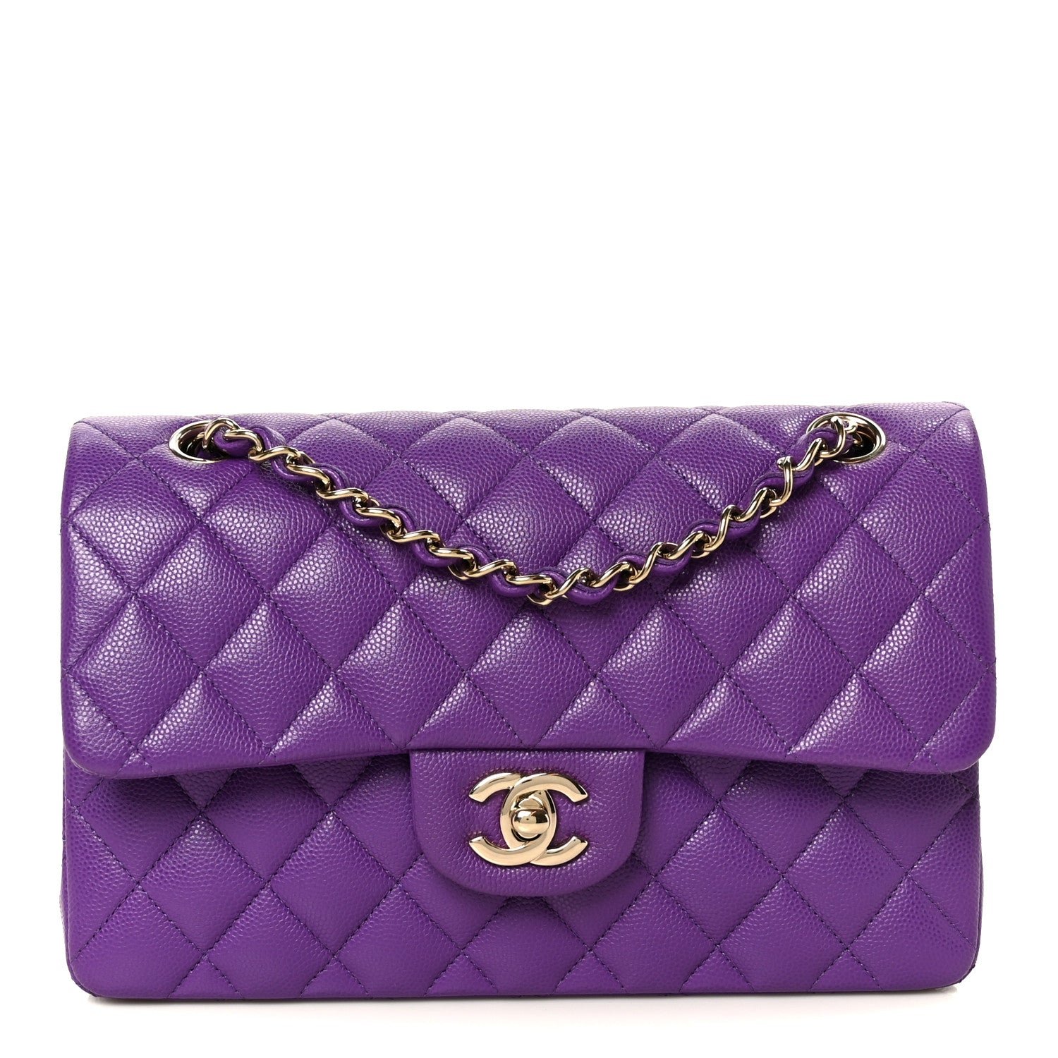 Chanel Caviar Quilted Small Double Flap Purple