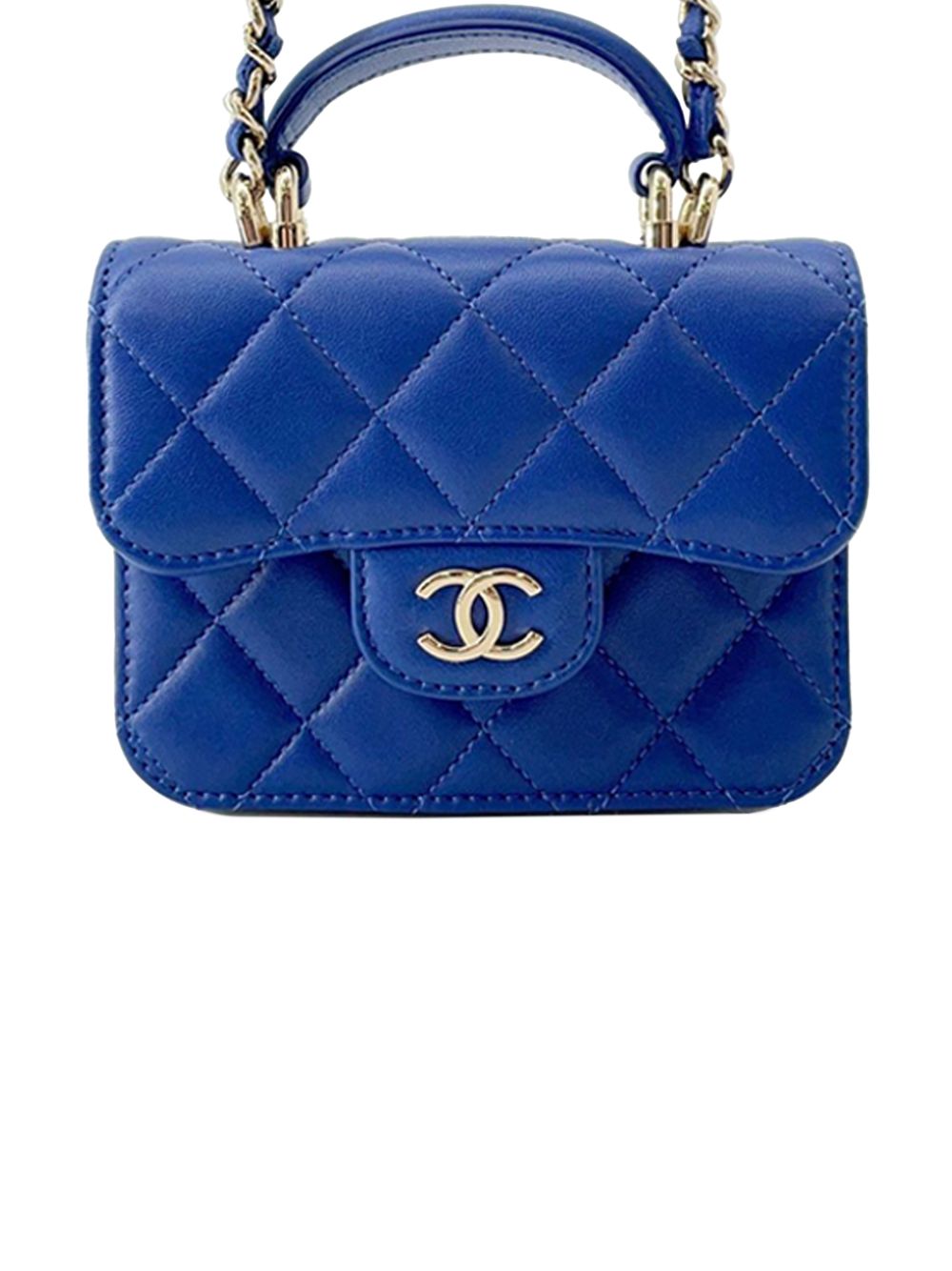 2021 CC Quilted Lambskin Top Handle Flap Coin Purse with Chain satchel