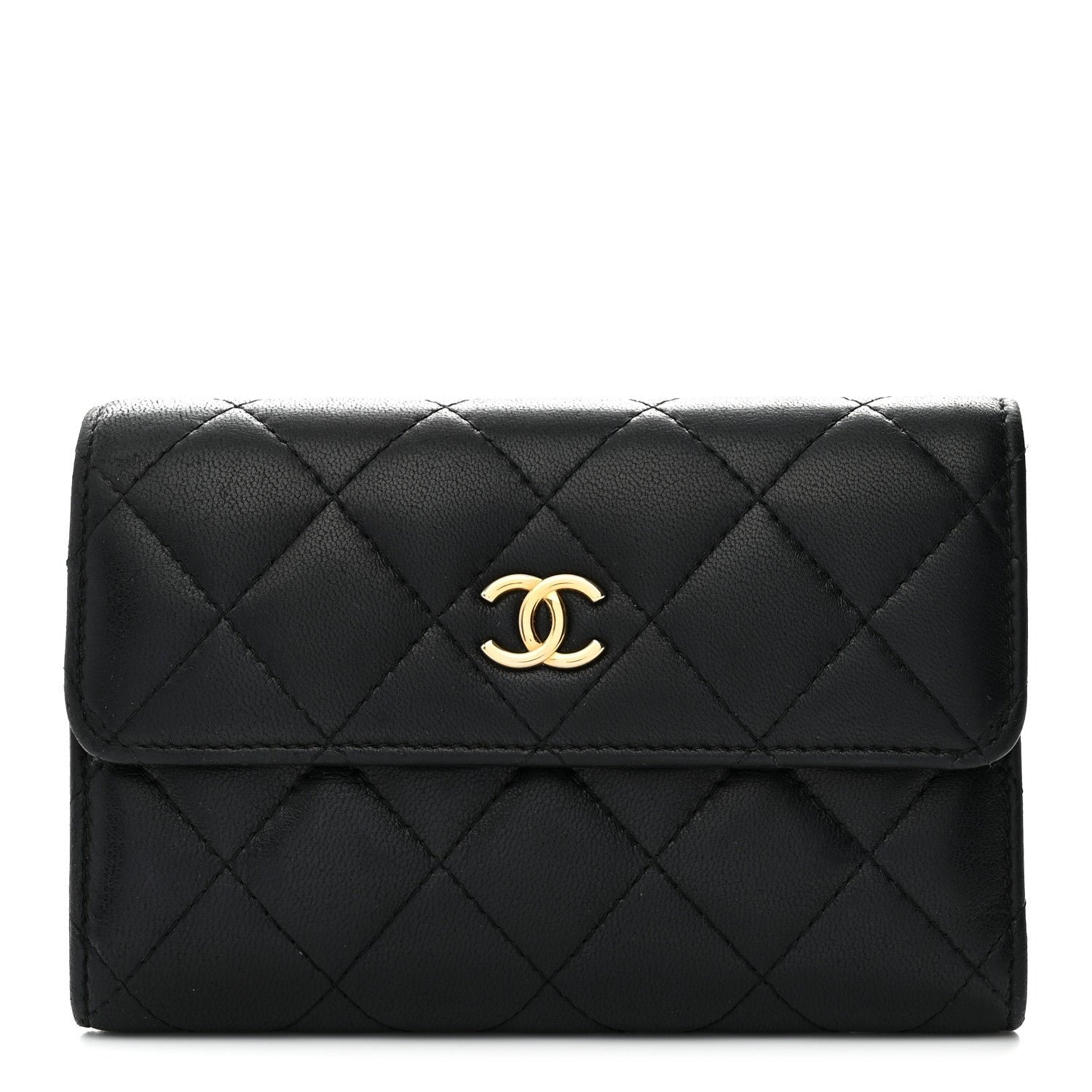 Chanel Lambskin Quilted Small Flap Wallet Black