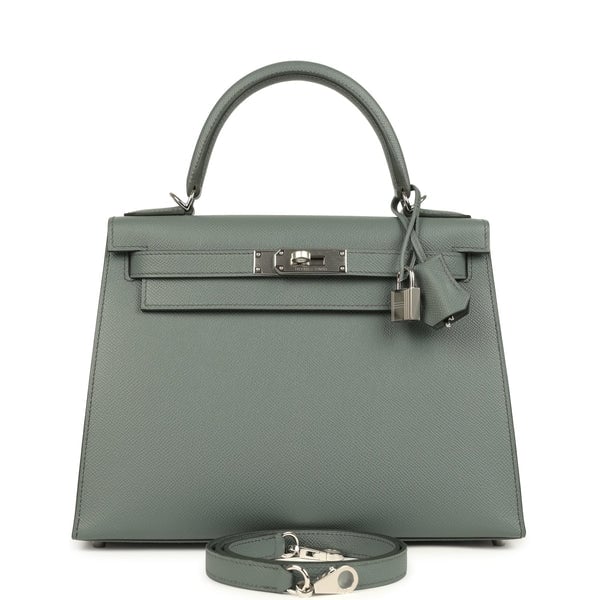 Hermes Hermes Kelly Sellier 28 Vert Amande Epsom Palladium Hardware